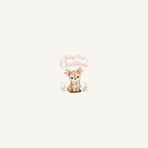 Baby Deer First Christmas Personalised Beach Towel