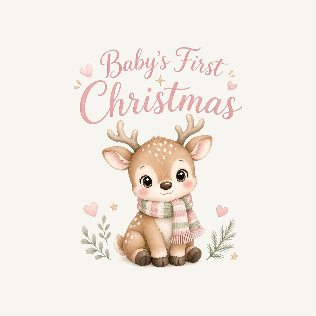 Baby Deer First Christmas Personalised Christmas T-Shirt and Hoodie