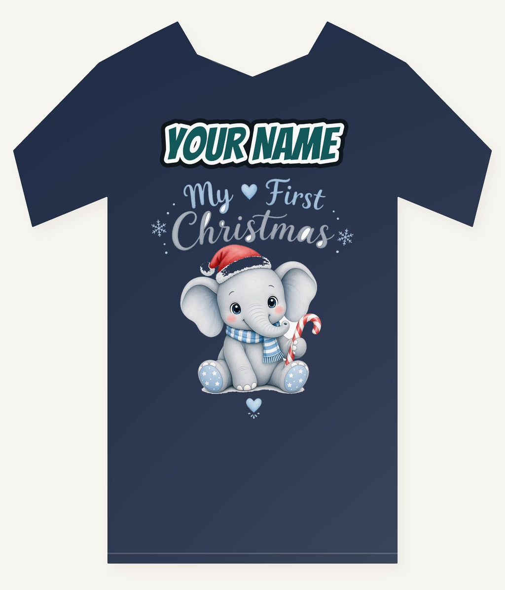 Baby Elephant First Christmas Personalised Kids and Baby Christmas Tee
