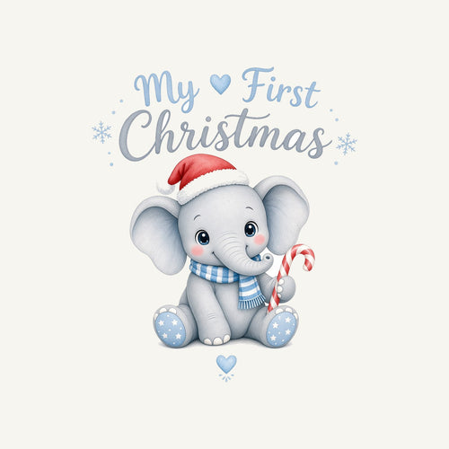 Baby Elephant First Christmas Personalised Kids and Baby Christmas Tee