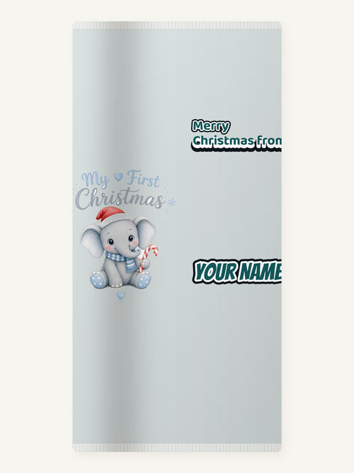 Baby Elephant First Christmas Personalised Beach Towel