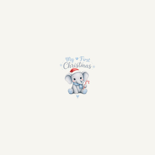 Baby Elephant First Christmas Personalised Beach Towel