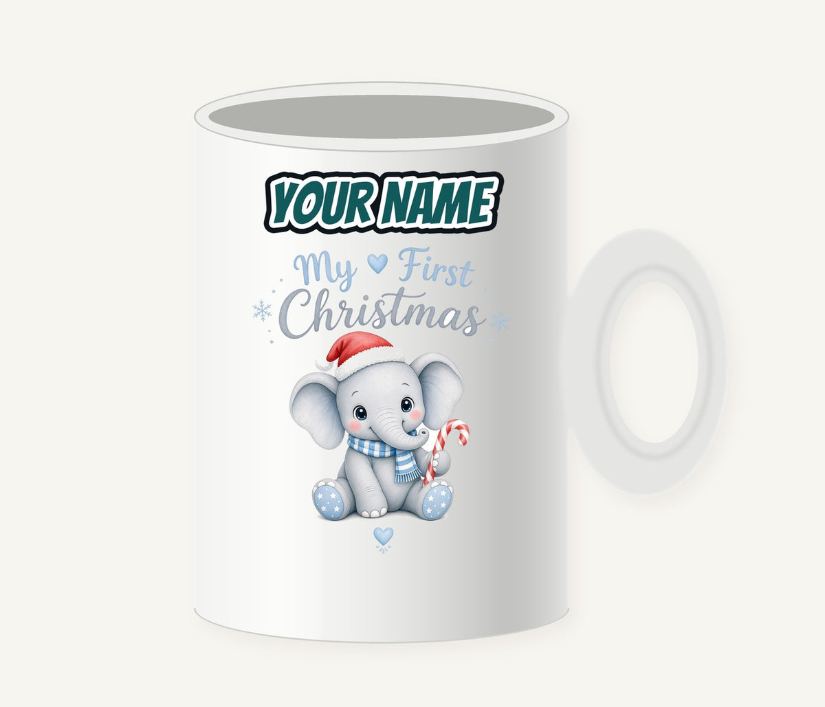 Baby Elephant First Christmas Personalised Christmas Mug