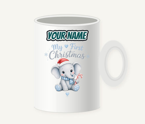 Baby Elephant First Christmas Personalised Christmas Mug