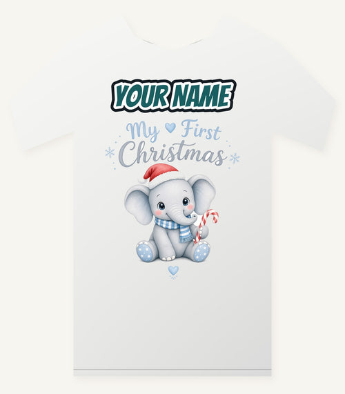 Baby Elephant First Christmas Personalised Christmas T-Shirt and Hoodie