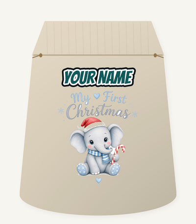 Baby Elephant First Christmas Personalised Santa Sack