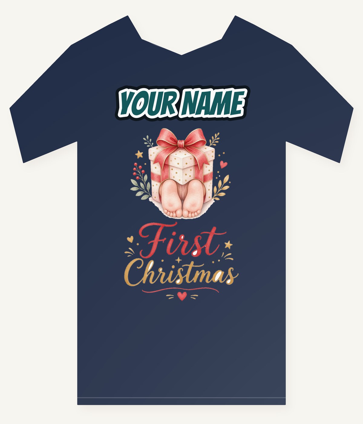 Baby Feet First Christmas Personalised Kids and Baby Christmas Tee