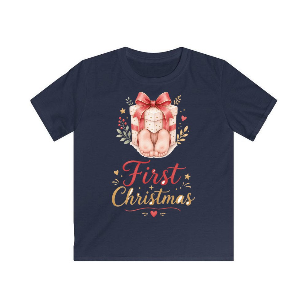 Baby Feet First Christmas personalised kids Christmas tee in navy