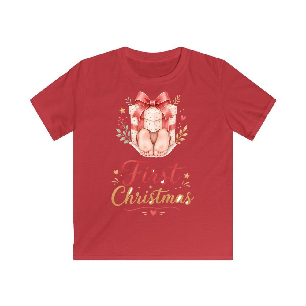 Baby Feet First Christmas personalised kids Christmas tee in red