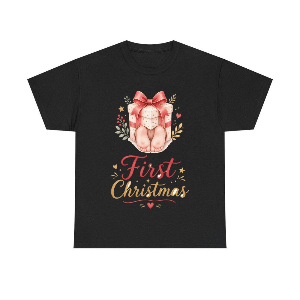 Baby Feet First Christmas personalised Christmas T-shirt in black