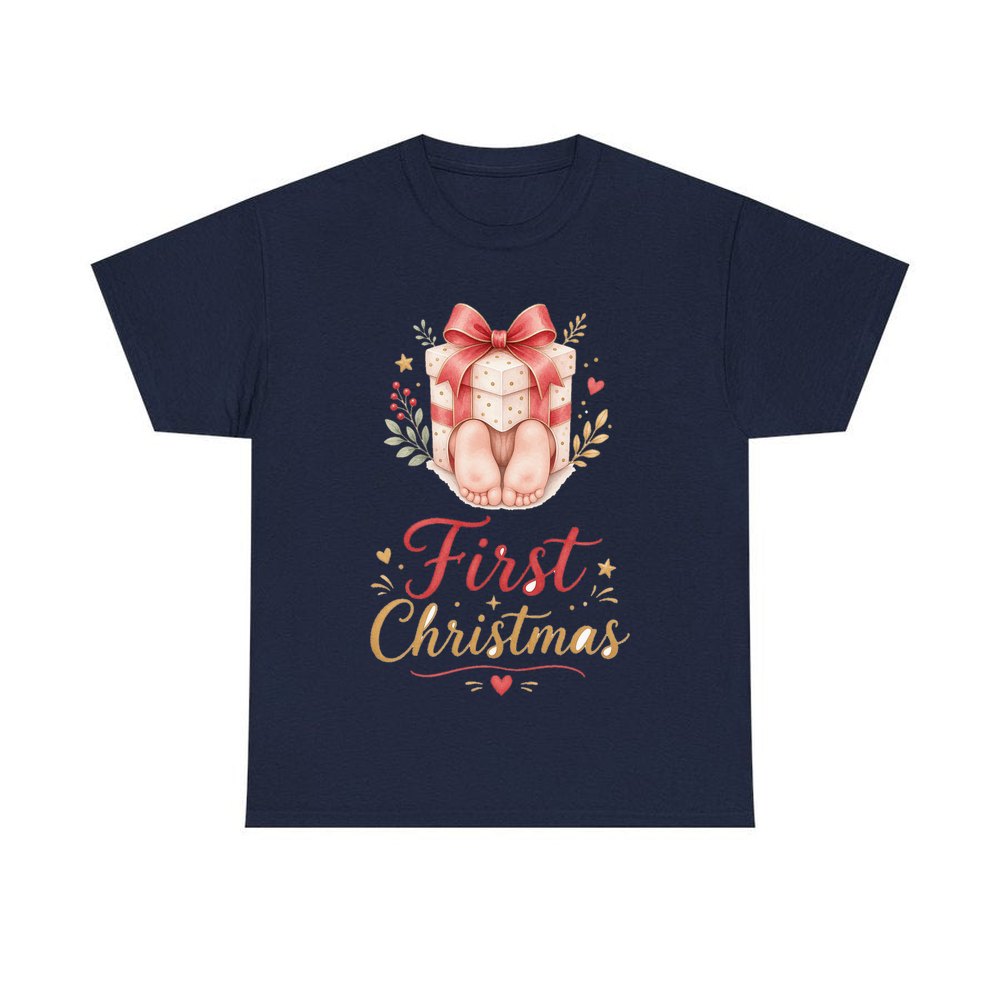 Baby Feet First Christmas personalised Christmas T-shirt in navy