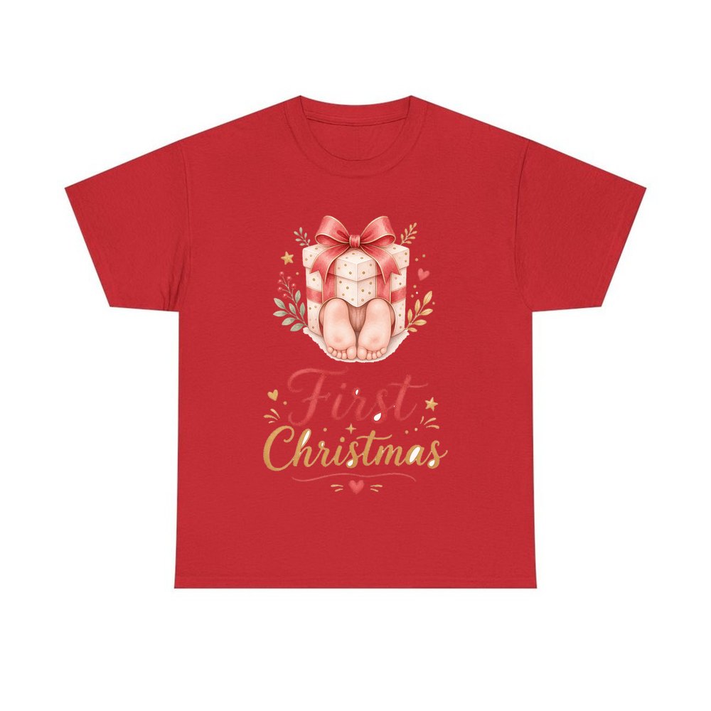 Baby Feet First Christmas personalised Christmas T-shirt in red