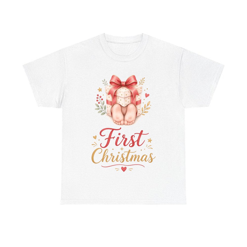 Baby Feet First Christmas personalised Christmas T-shirt in white