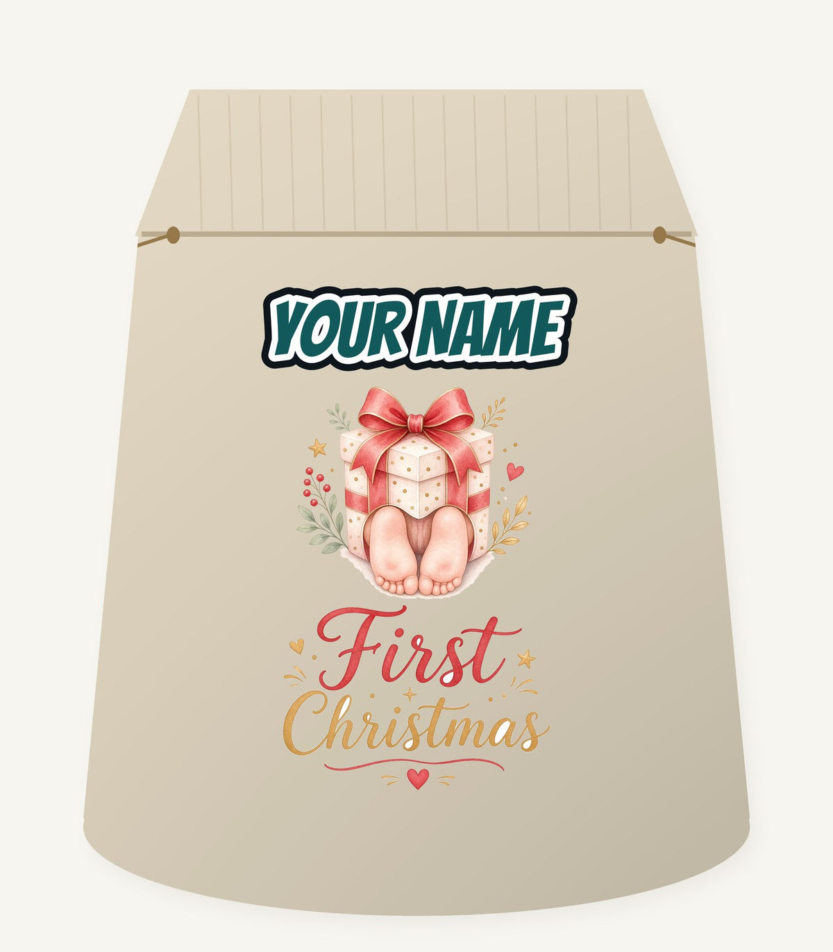 Baby Feet First Christmas Personalised Santa Sack