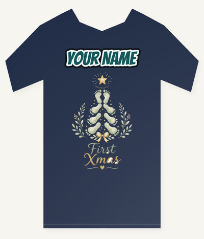 Baby Footprint Christmas Tree Personalised Kids Tee and Baby Bodysuit