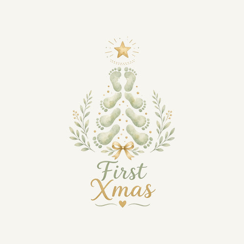 Baby Footprint Christmas Tree Personalised Kids Tee and Baby Bodysuit