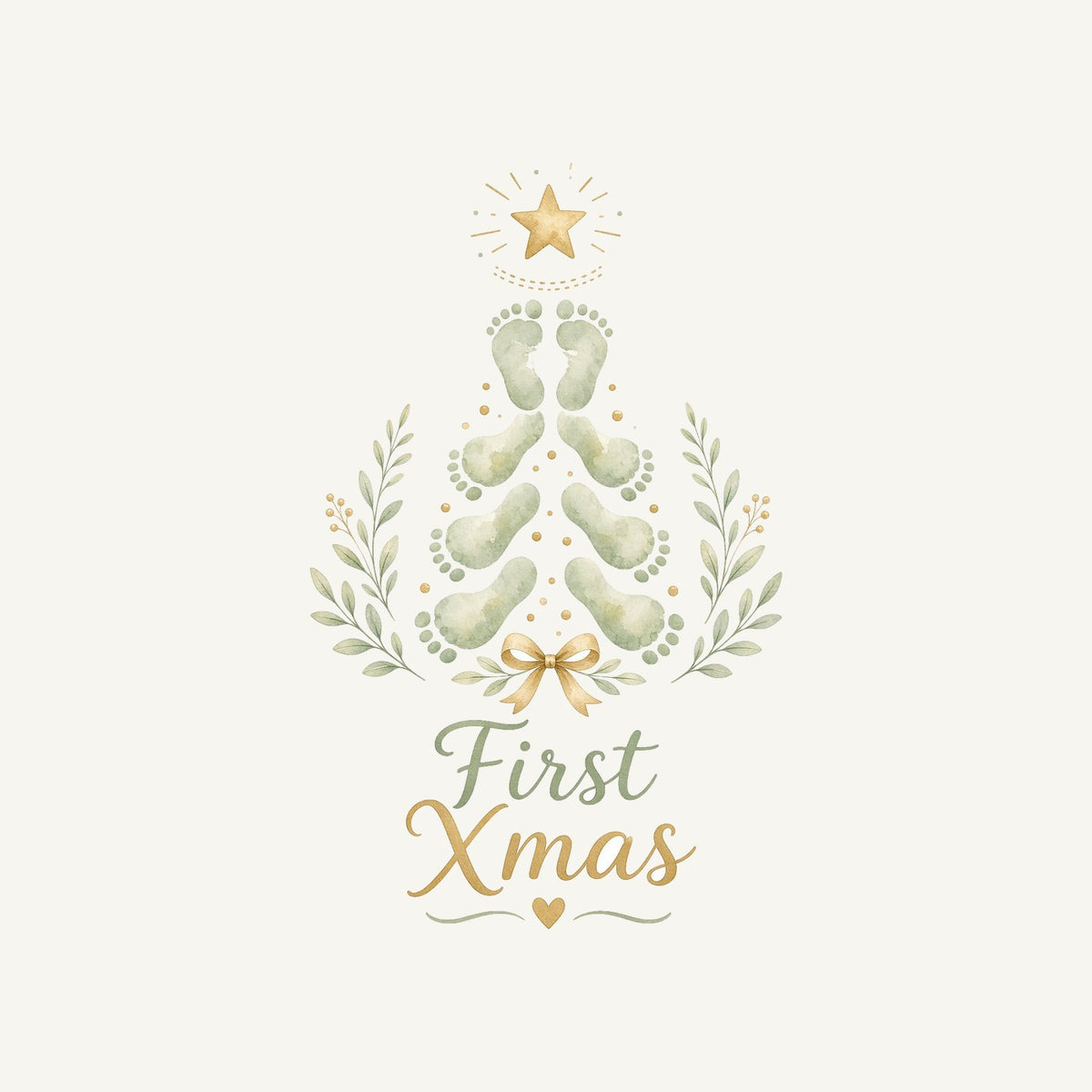 Baby Footprint Christmas Tree Personalised Kids and Baby Christmas Tee