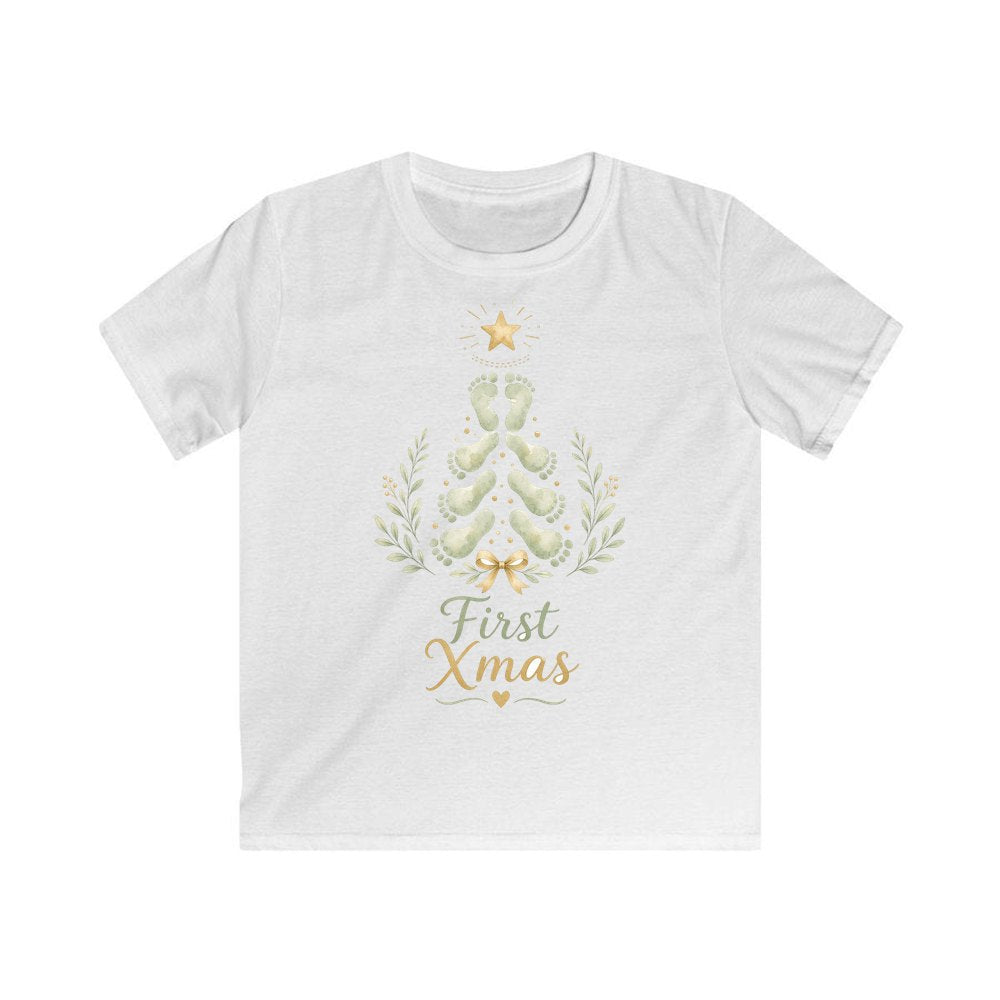 Baby Footprint Christmas Tree personalised kids Christmas tee in white