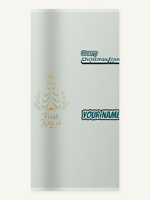 Baby Footprint Christmas Tree Personalised Beach Towel