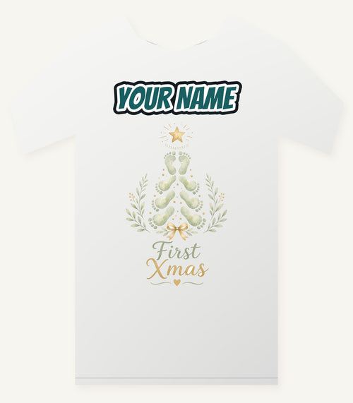 Baby Footprint Christmas Tree Personalised Christmas T-Shirt and Hoodie