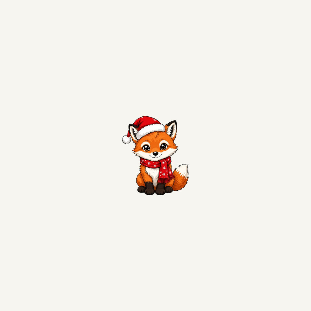 Baby Fox In Santa Hat Personalised Beach Towel