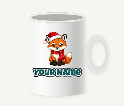 Baby Fox In Santa Hat Personalised Christmas Mug