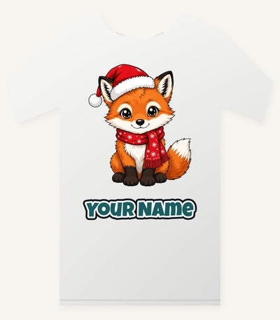 Baby Fox In Santa Hat Personalised Christmas T-Shirt and Hoodie