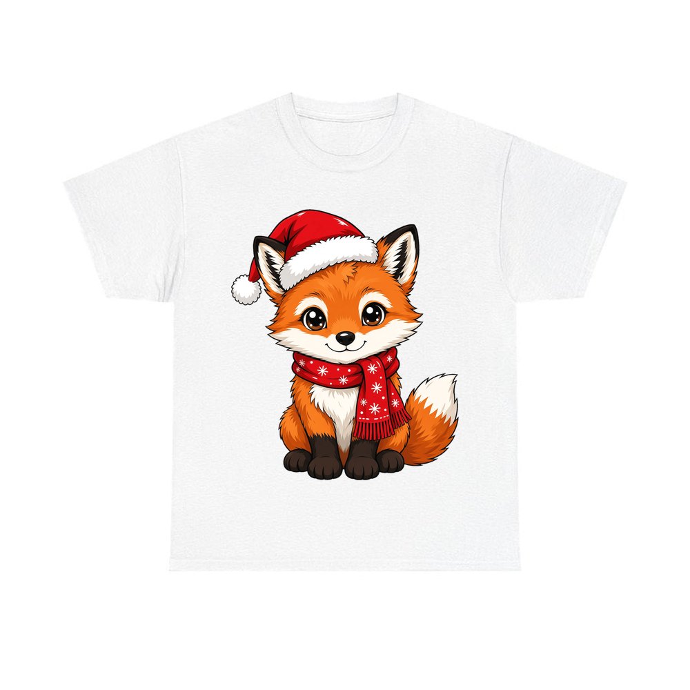 Baby Fox In Santa Hat personalised Christmas T-shirt in white