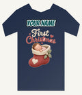 Baby In A Christmas Stocking Personalised Kids and Baby Christmas Tee