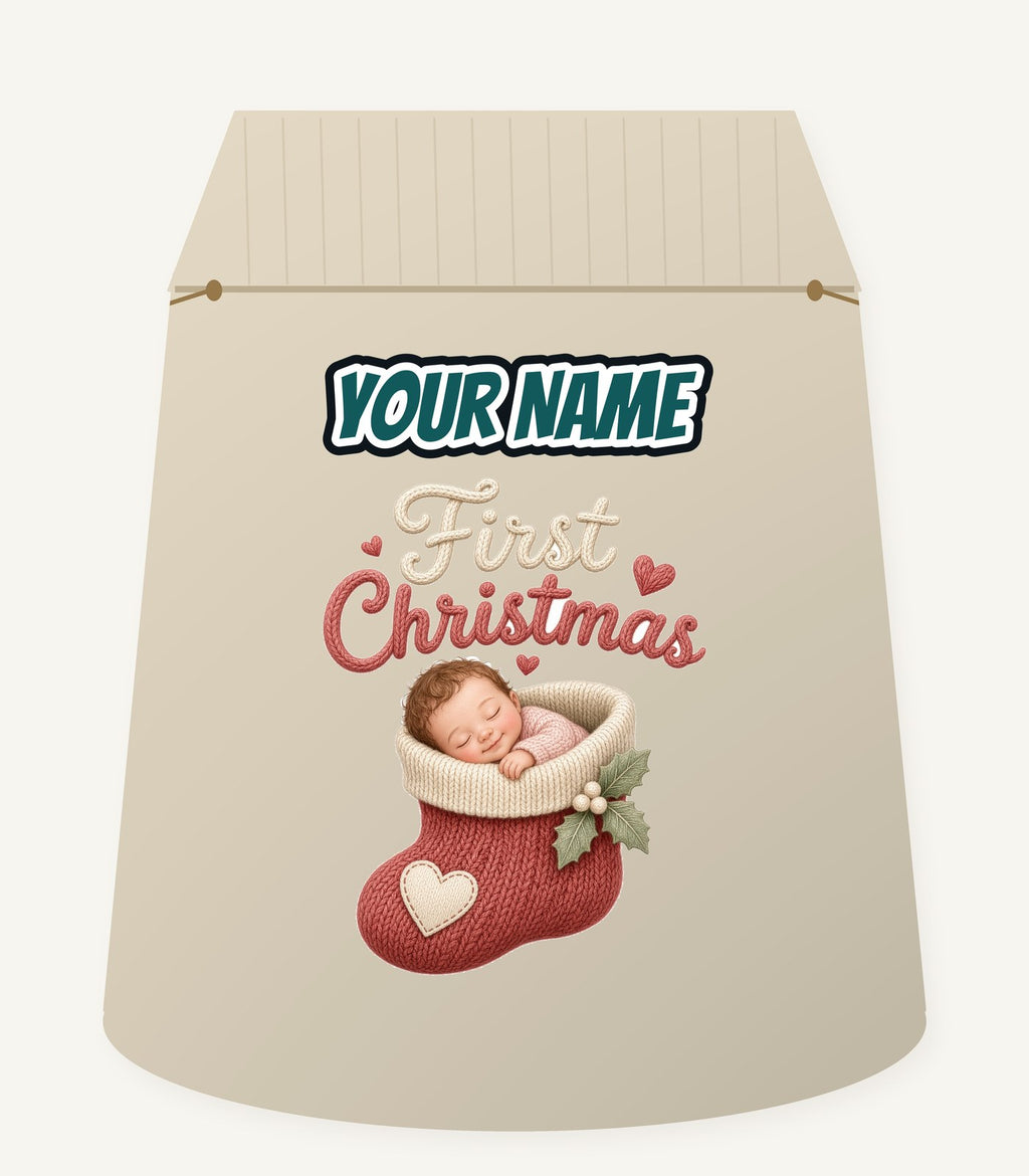 Baby In A Christmas Stocking Personalised Santa Sack
