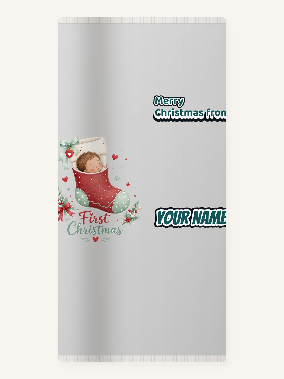 Baby in a Stocking Personalised Beach Towel