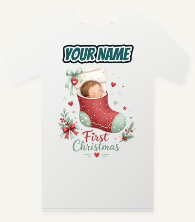 Baby in a Stocking Personalised Christmas T-Shirt and Hoodie