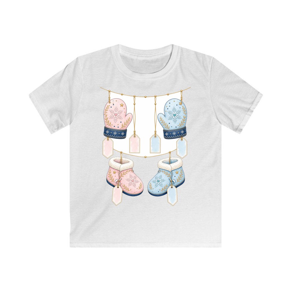 Baby Mittens and Booties personalised kids Christmas tee in white