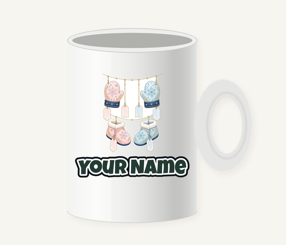 Baby Mittens and Booties Personalised Christmas Mug