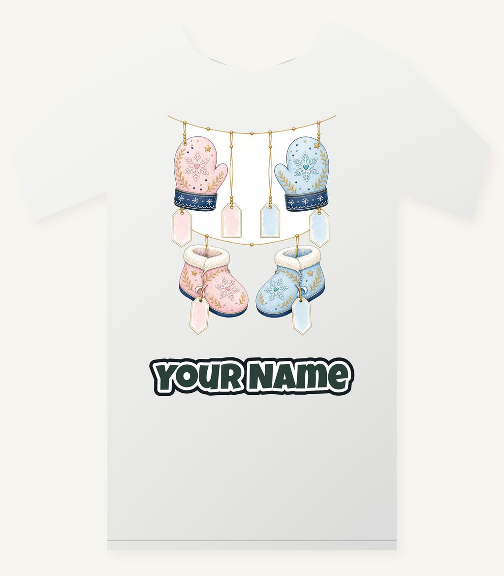 Baby Mittens and Booties Personalised Christmas T-Shirt and Hoodie