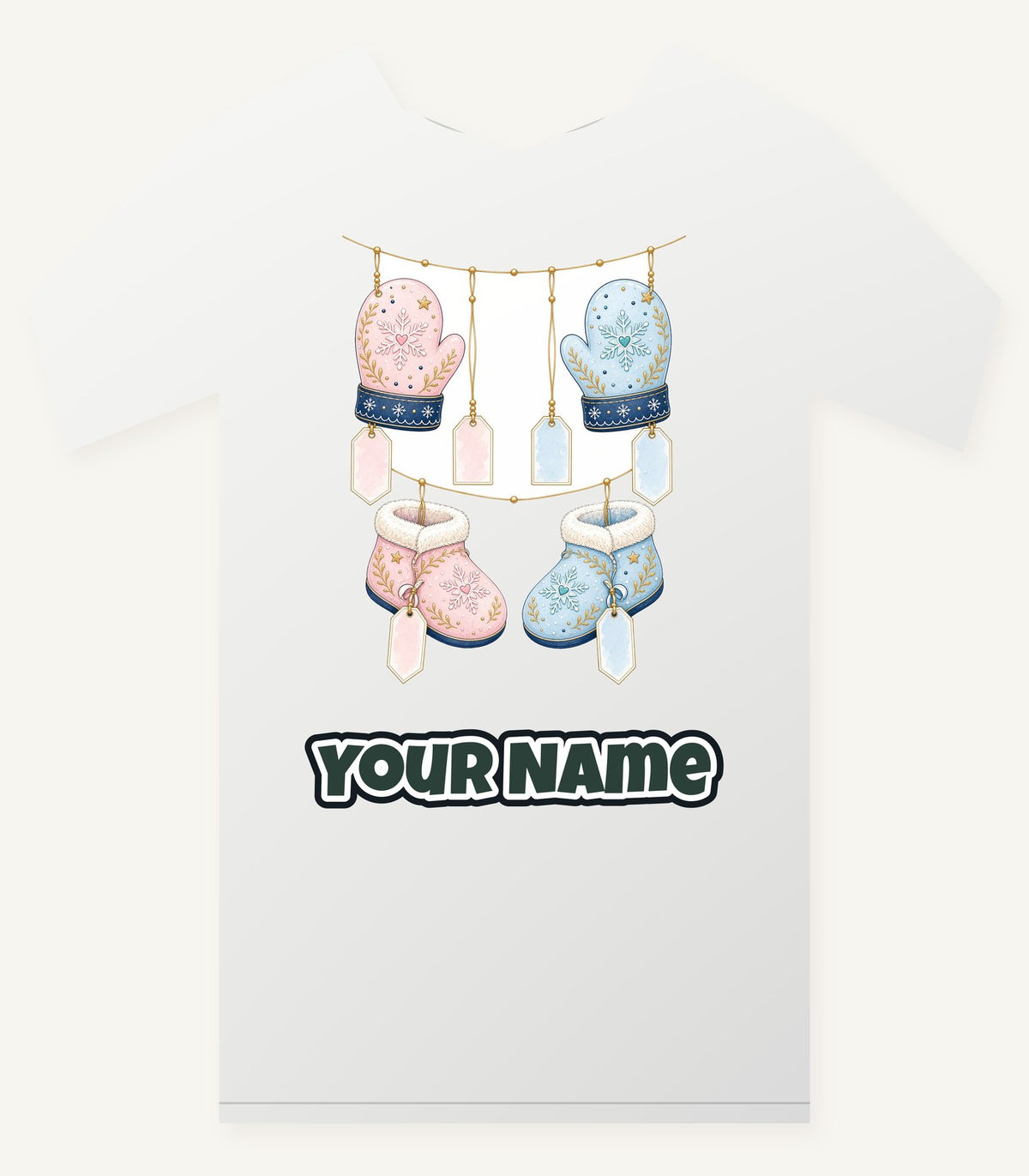 Baby Mittens and Booties Personalised Christmas T-Shirt and Hoodie