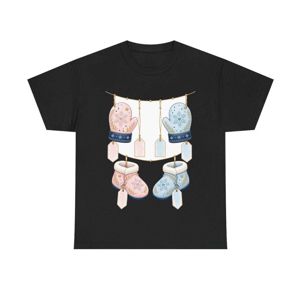 Baby Mittens and Booties personalised Christmas T-shirt in black