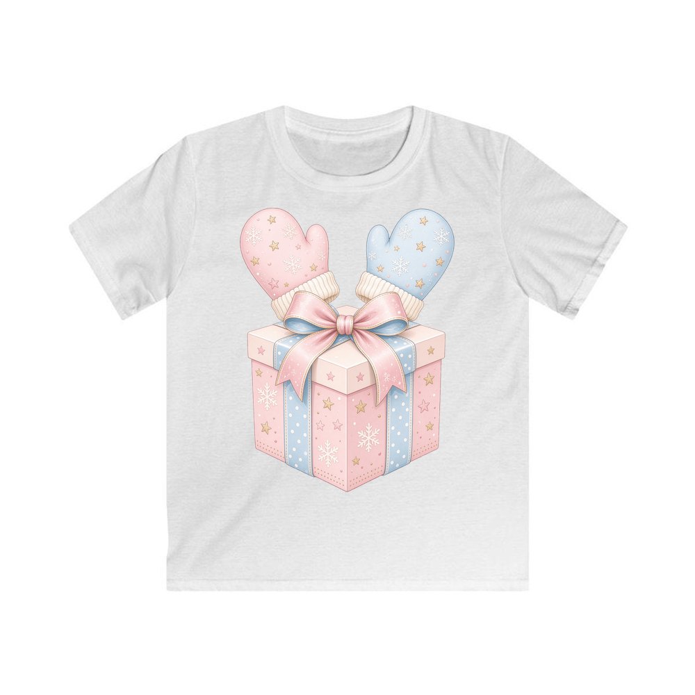 Baby Mittens Gift Box personalised kids Christmas tee in white