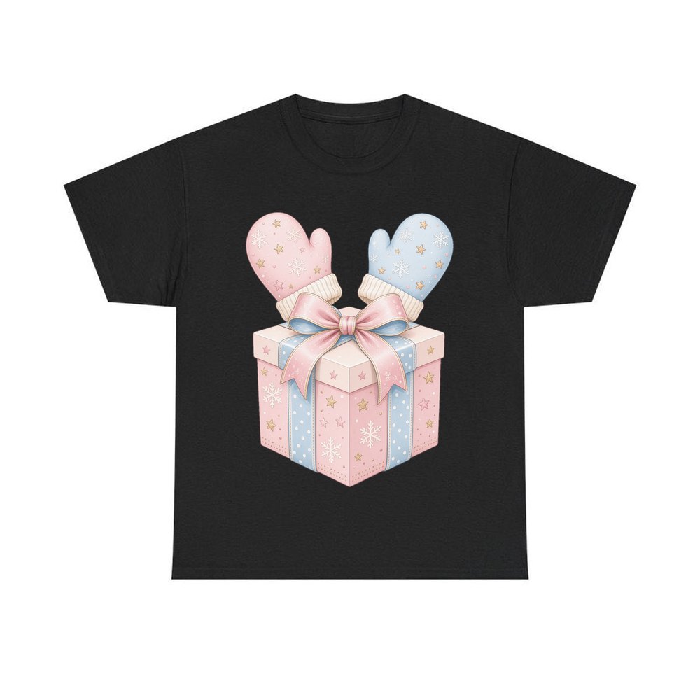 Baby Mittens Gift Box personalised Christmas T-shirt in black