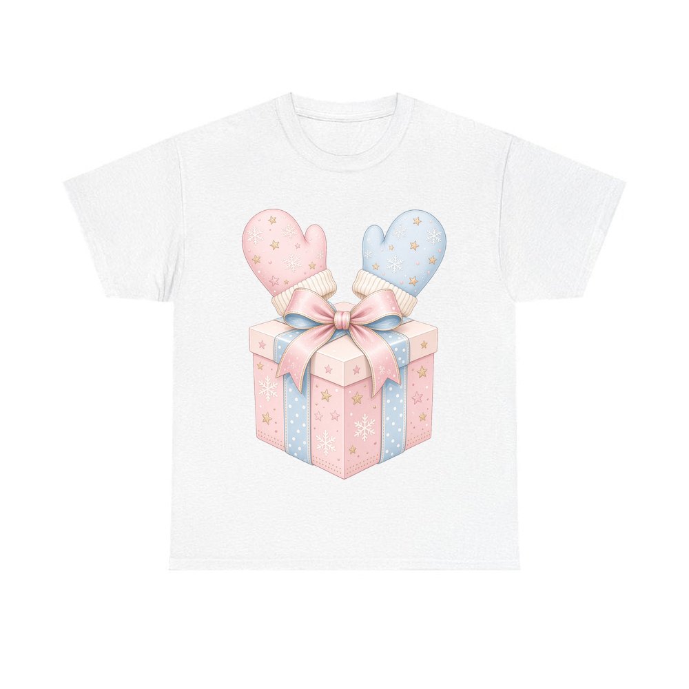 Baby Mittens Gift Box personalised Christmas T-shirt in white