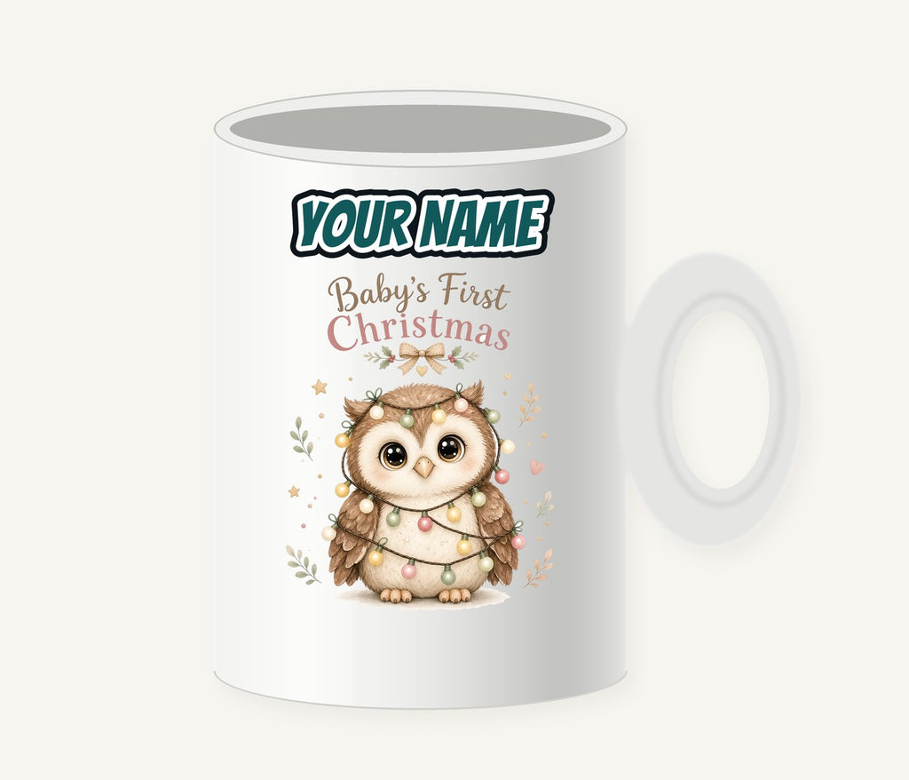 Baby Owl First Christmas Personalised Christmas Mug
