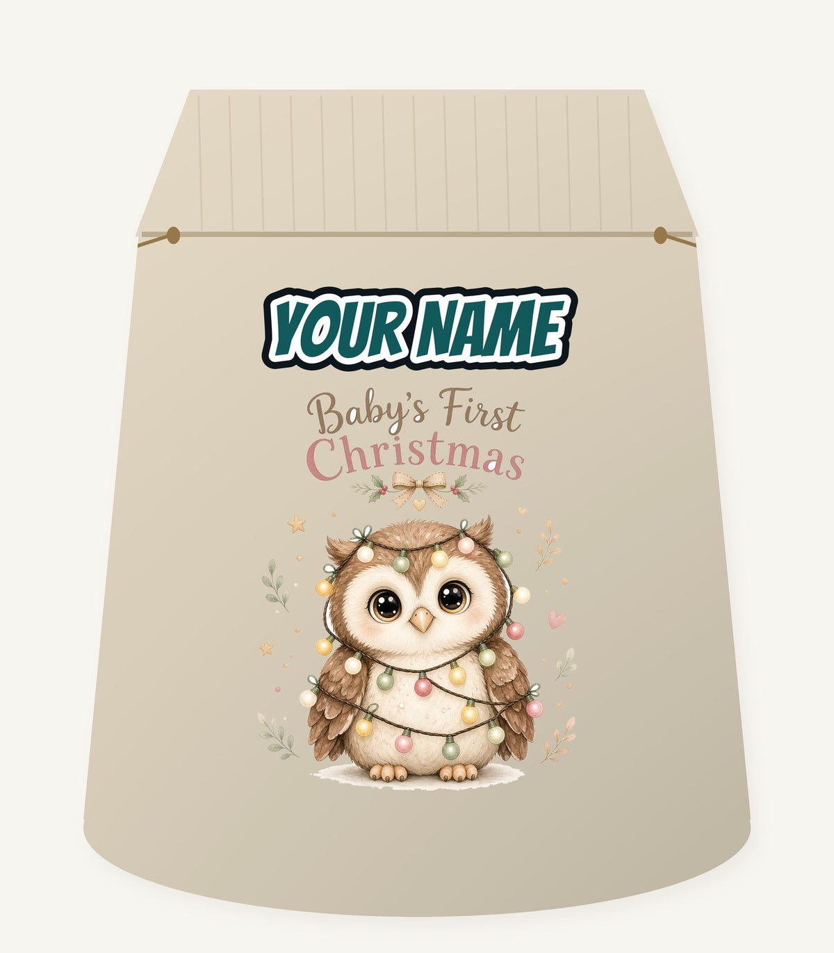 Baby Owl First Christmas Personalised Santa Sack