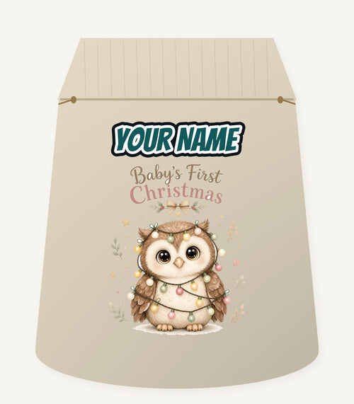 Baby Owl First Christmas Personalised Santa Sack