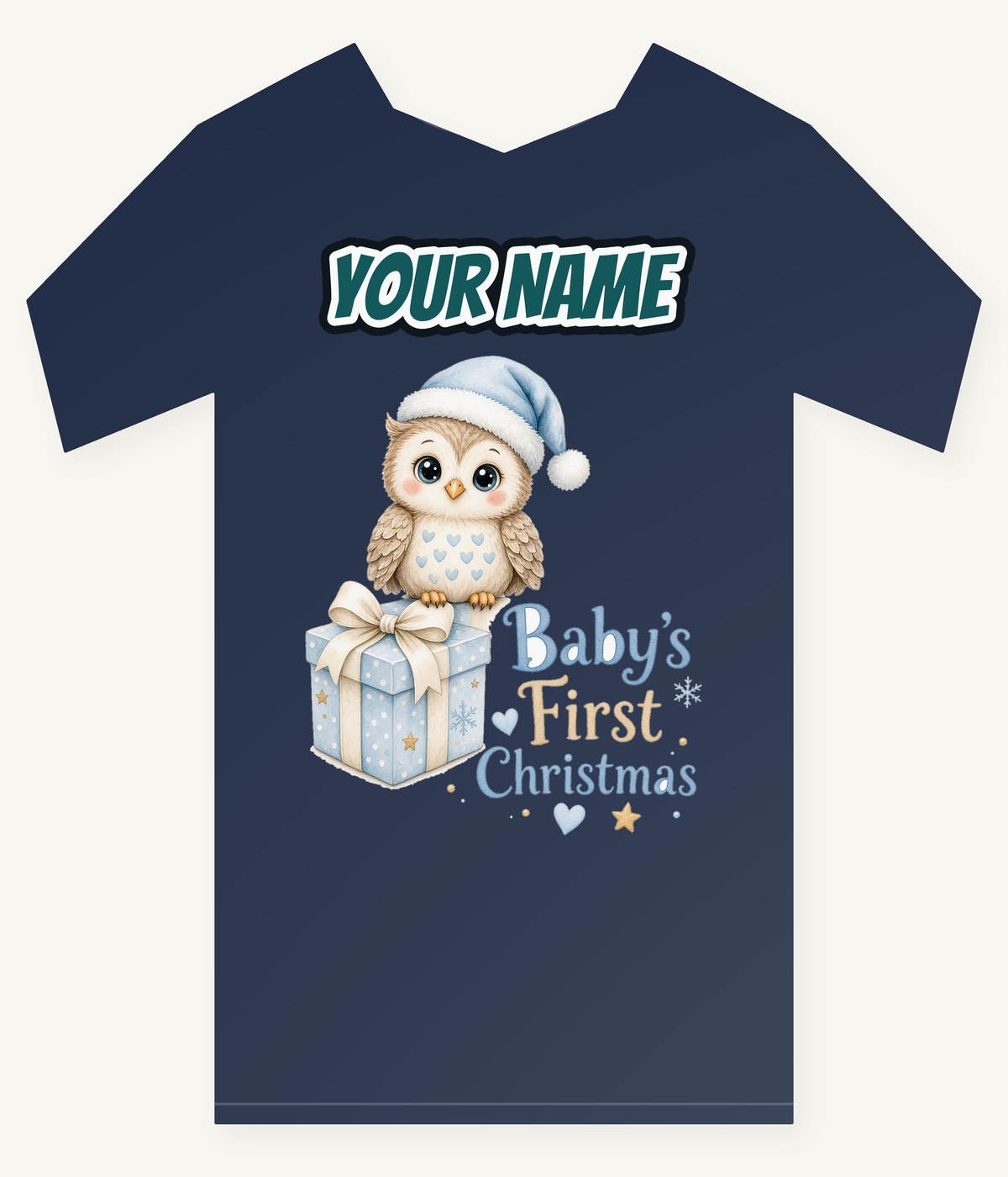 Baby Owl First Christmas Personalised Kids and Baby Christmas Tee