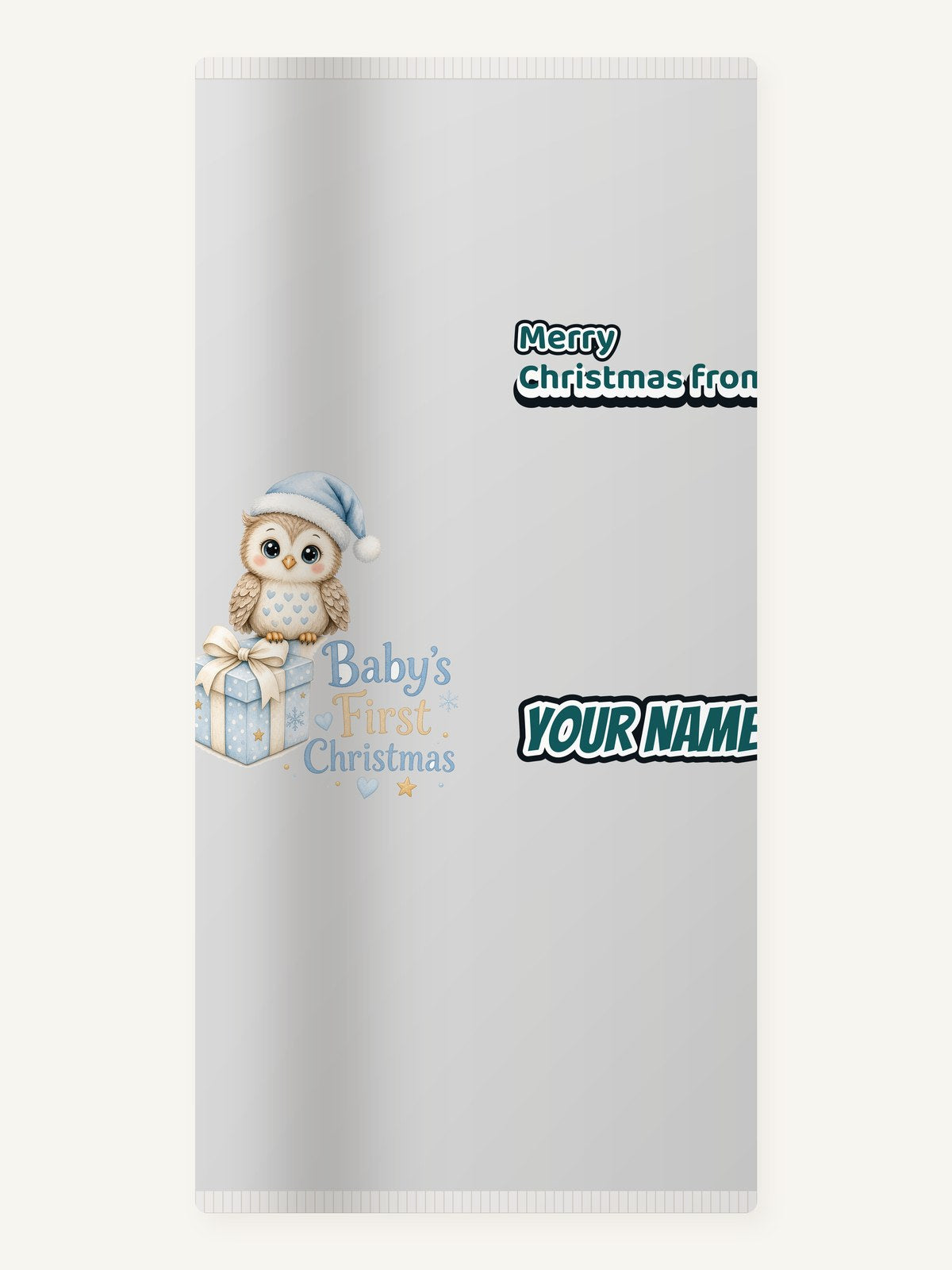 Baby Owl First Christmas Personalised Beach Towel