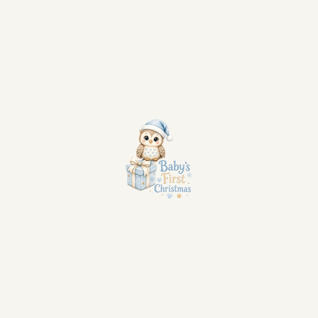 Baby Owl First Christmas Personalised Beach Towel