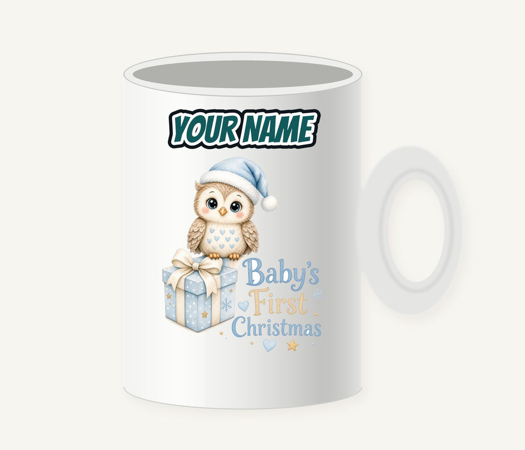 Baby Owl First Christmas Personalised Christmas Mug