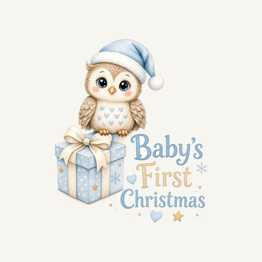 Baby Owl First Christmas Personalised Christmas T-Shirt and Hoodie