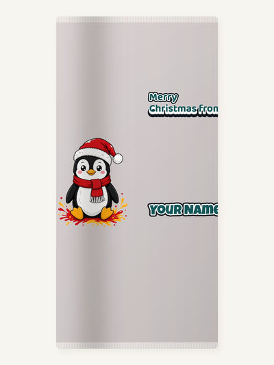 Baby Penguin in Santa Hat Personalised Beach Towel