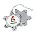 Baby Penguin in Santa Hat Personalised Pewter Christmas Ornament